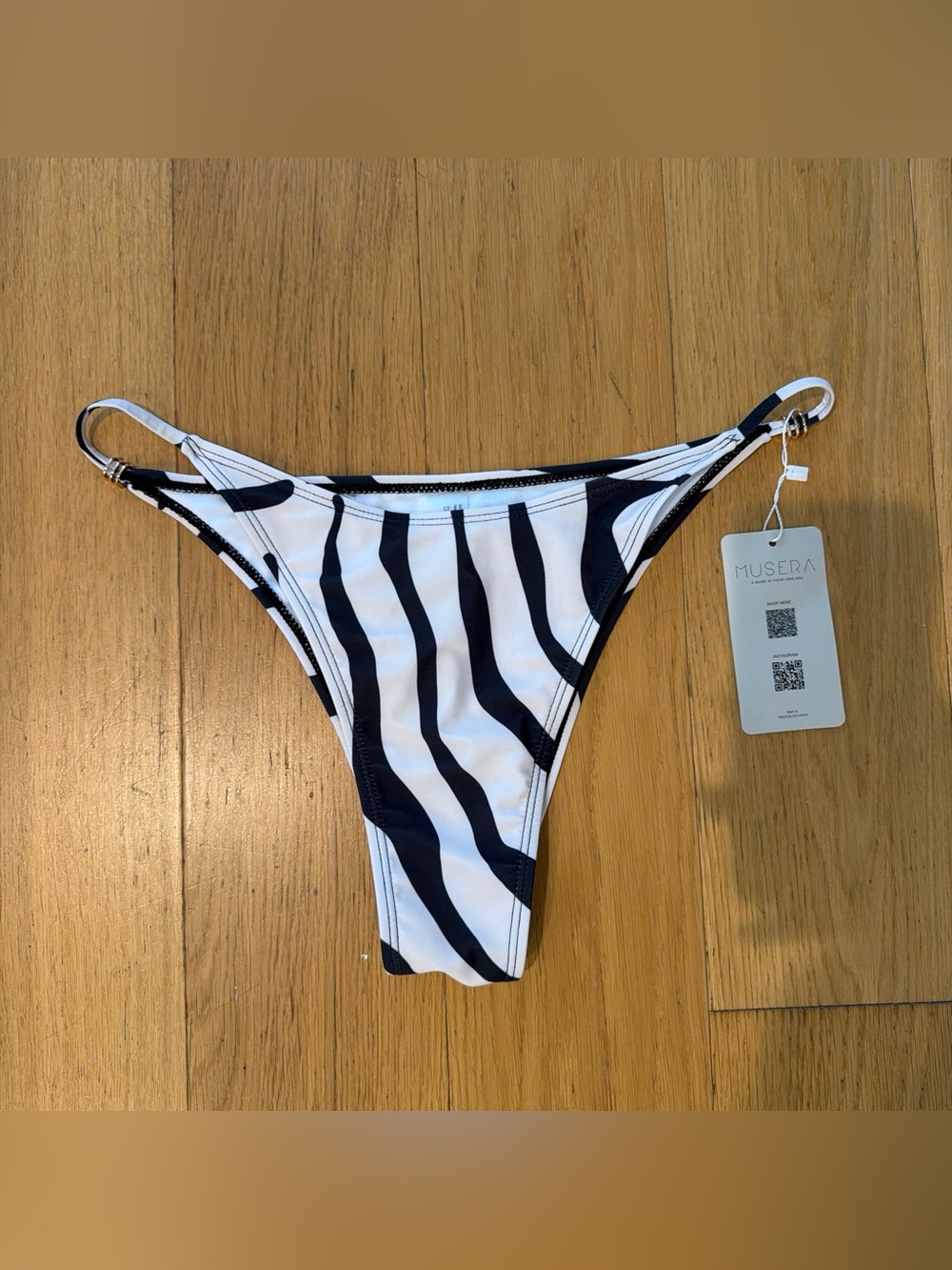 Muse Zebra-Striped Black & White Bikini Bottom